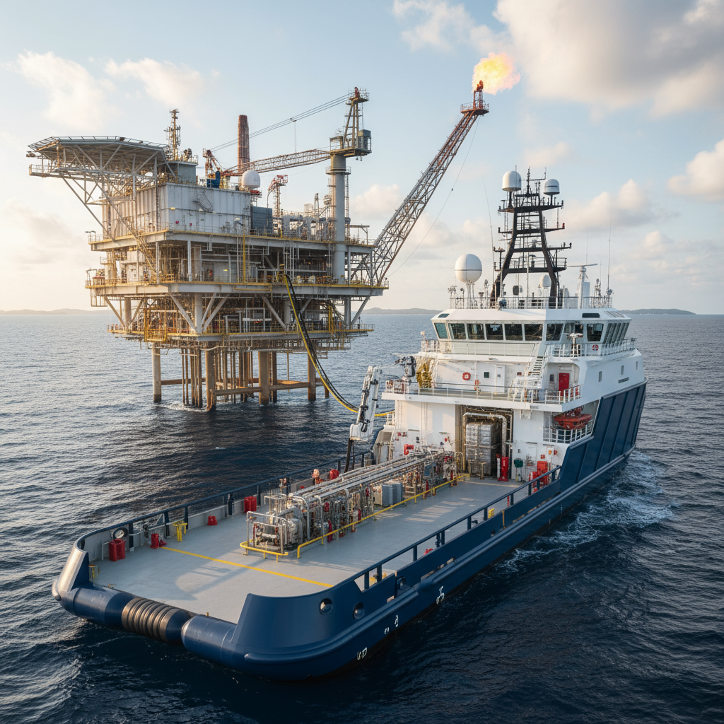 Barco petrolifero en la bahía del golfo de méxico, barco que tiene un monitoreo de la flota gracias a la plataforma IoT de Cloud Studio IoT en su modalidad white-labeling