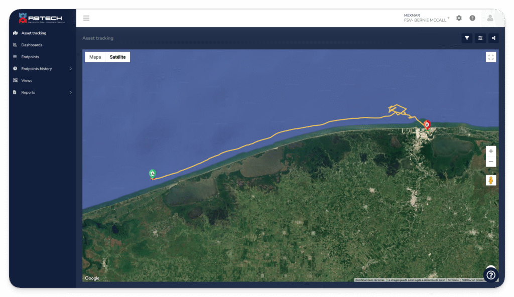 Dashboard dentro de la Plataforma de Internet de las Cosas Whitelabel de Cloud Studio IoT siendo utilizada por su cliente R8Technologies para oil en el golfo de México.