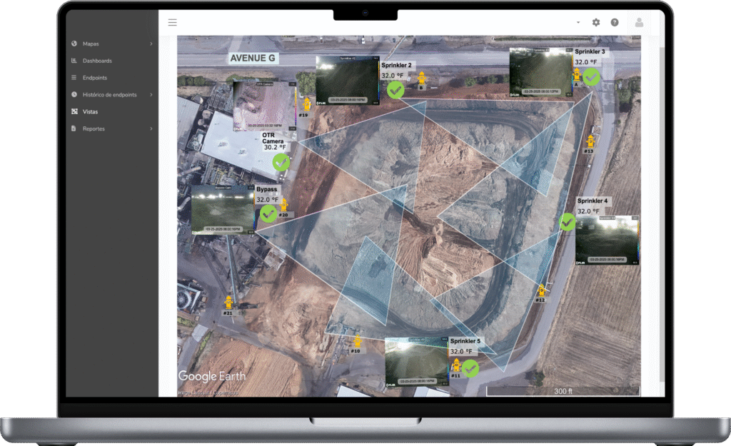 Dashboard de Cámaras Termográficas para la detección temprana de incendios de Movitherm usando la plataforma IoT de Cloud Studio IoT